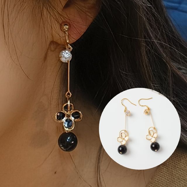 / Earring Drop Flower Clip-On Bead