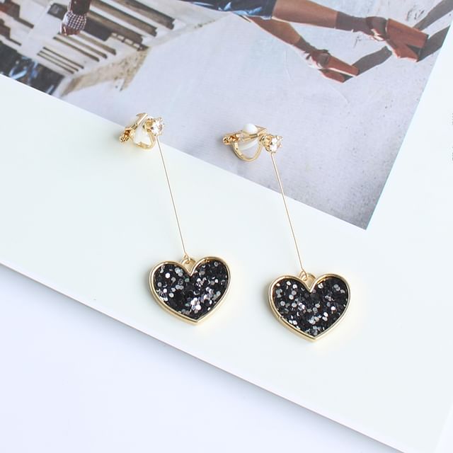 Rhinestone Drop Heart Earring