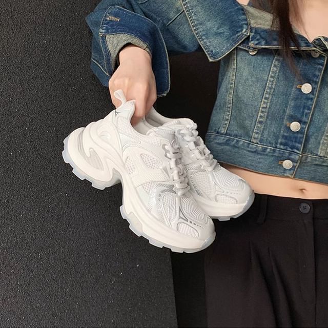 Striped Platform Lace-Up Sneakers