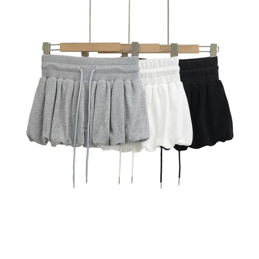 Tie-Waist Puffy Mini Skirt