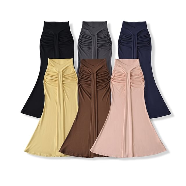 Ruched Mermaid Maxi Skirt