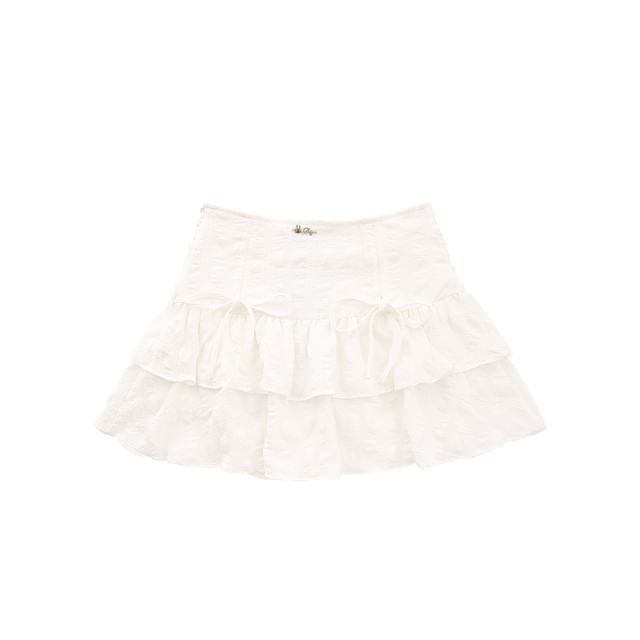 Tiered High-Rise Flared Mini Skirt