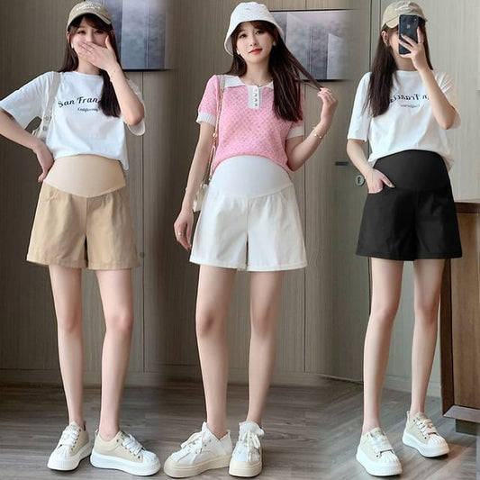 Maternity High Waist Roll Up Hem Denim Shorts