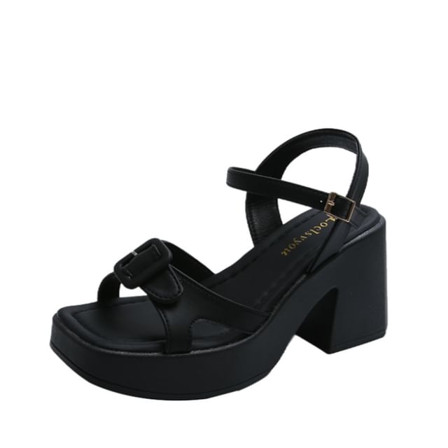 Buckled Sandals Platform Block Heel