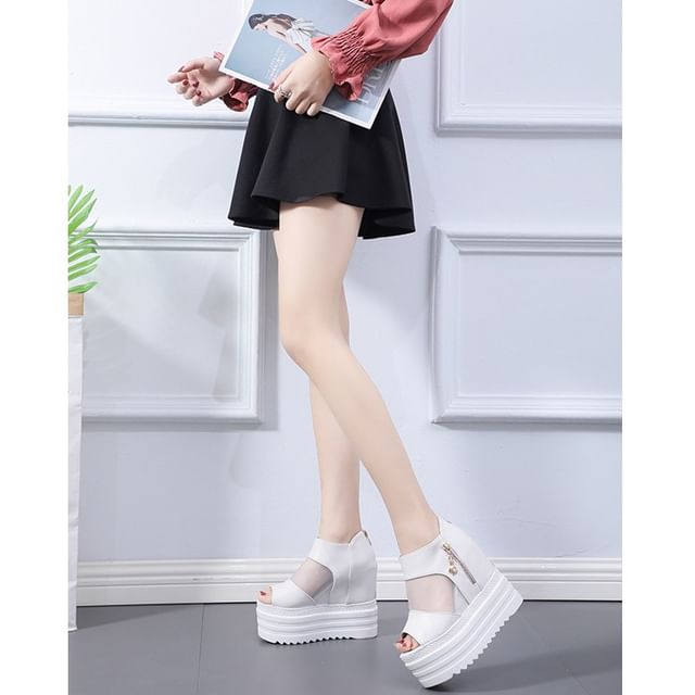 Panel Sandals Mesh Platform