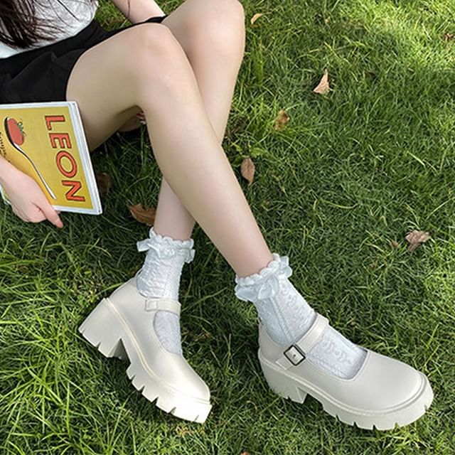 Platform Mary Jane Chunky Heel Pumps