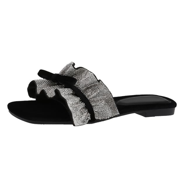 Ruffle Slide Bow Sandals