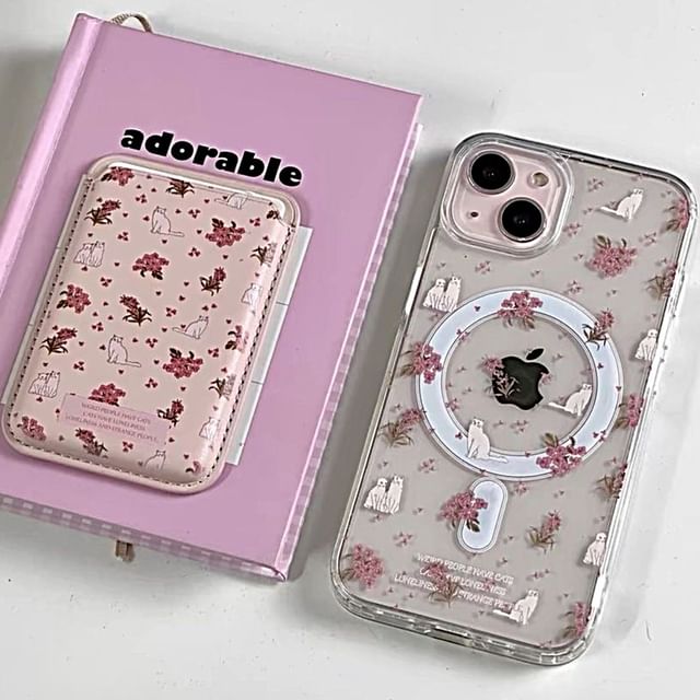 Holder MagSafe) Case Butterfly (Compatible / Phone Set Magnetic Card with