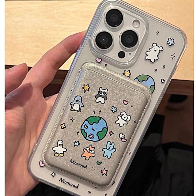 Magnetic Set Animal Earth MagSafe) Holder Case with (Compatible Card / Phone
