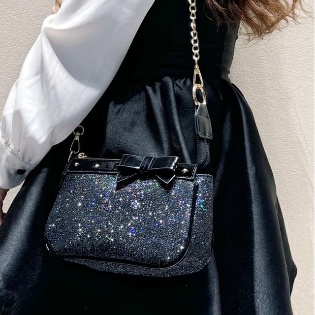 Glitter Faux Leather Shoulder Bag