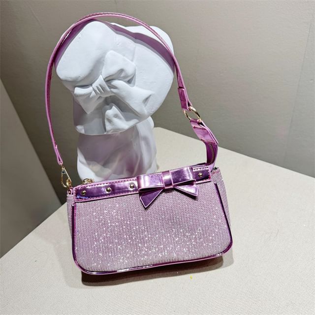 Glitter Faux Leather Shoulder Bag