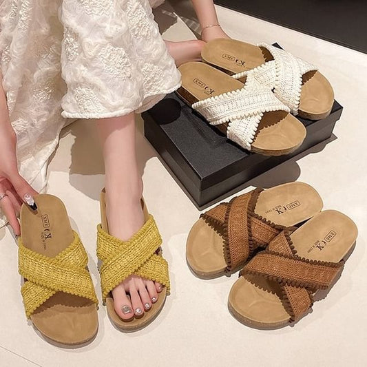 Cross Sandals Knit Strap