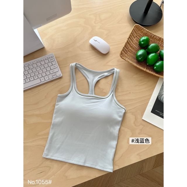 U-Neck Plain Crop Tank Top