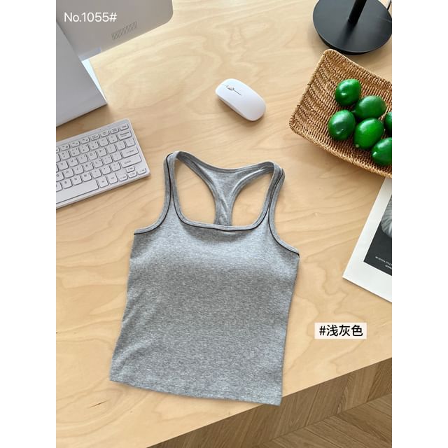U-Neck Plain Crop Tank Top