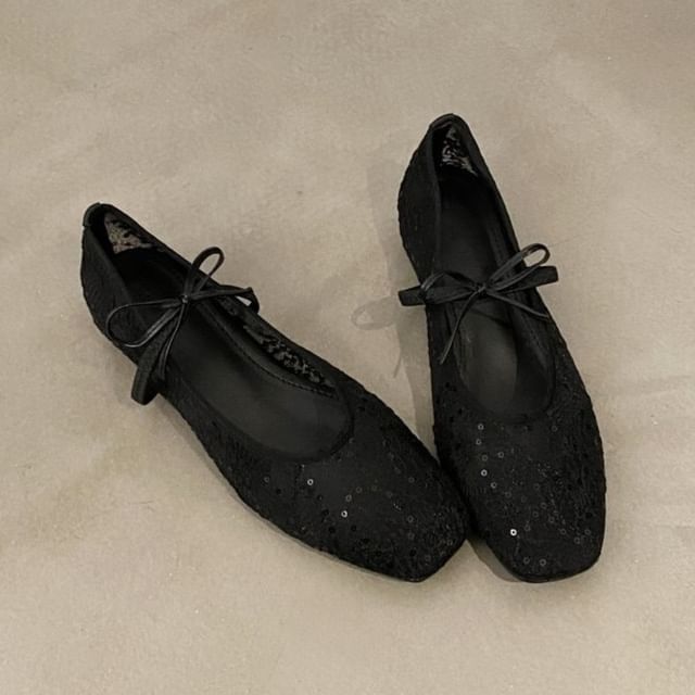 Floral Mary Jane Mesh Shoes Flat