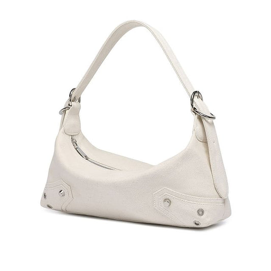 Faux Leather Studded Shoulder Bag