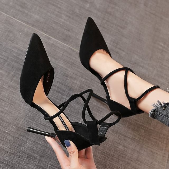 Toe Stiletto Pumps Pointed Strapped