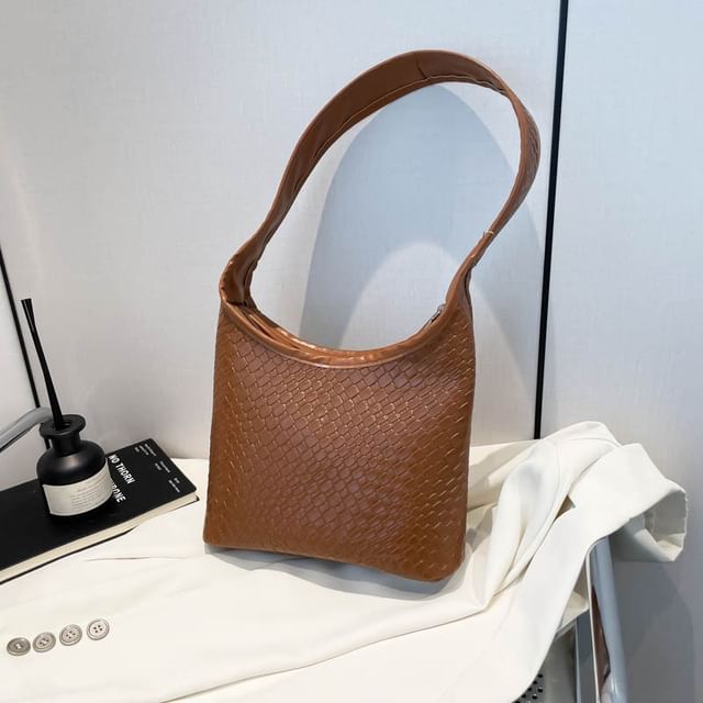 Faux Leather Zip Shoulder Bag
