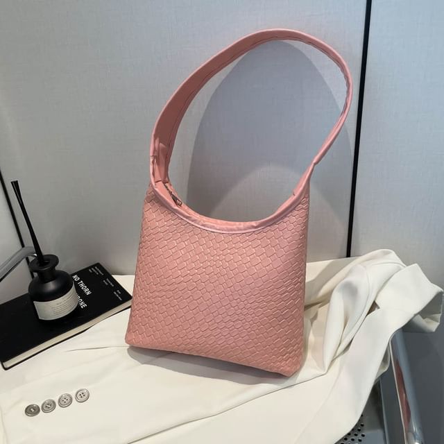 Faux Leather Zip Shoulder Bag