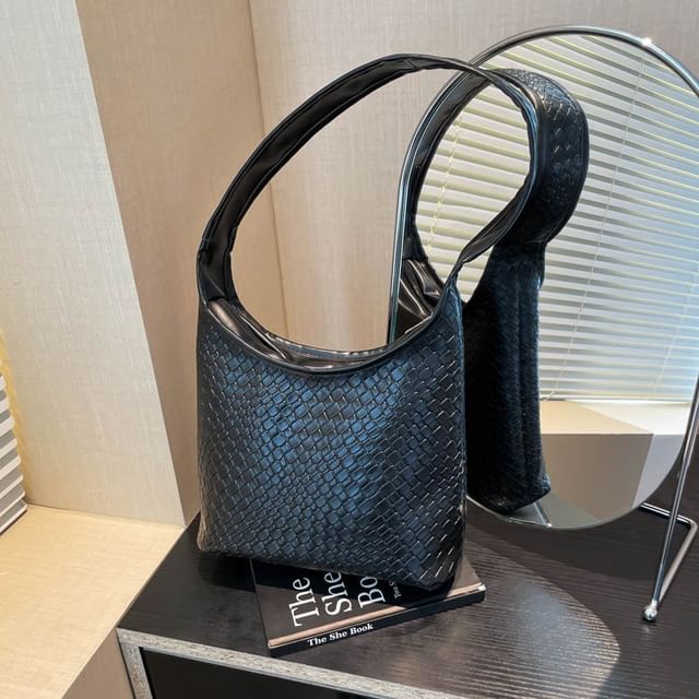 Faux Leather Zip Shoulder Bag
