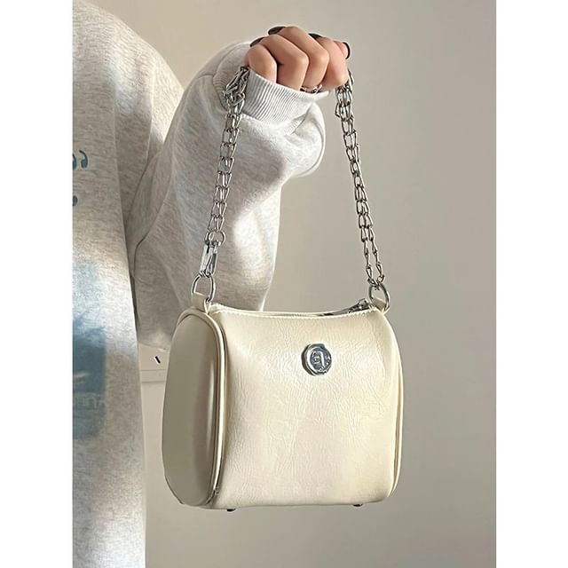 Chain Strap Faux Leather Shoulder Bag