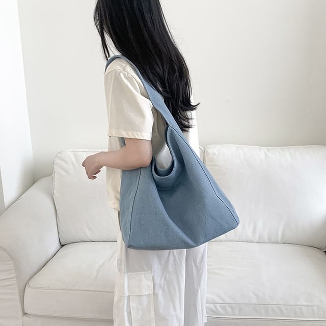 Striped Denim Shoulder Bag