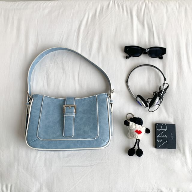 Faux Leather Buckled Shoulder Bag