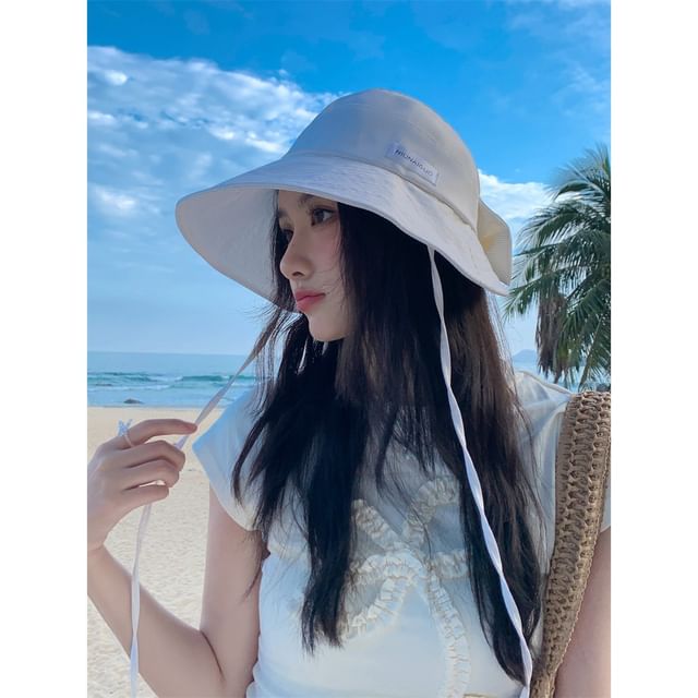 Lettering Hat Striped Sun Applique