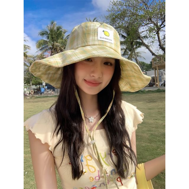 Plaid Hat Applique Lemon Sun