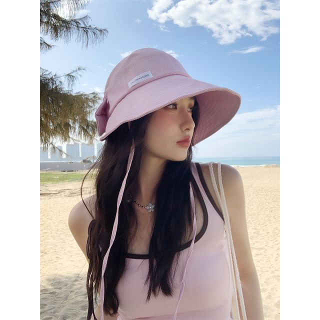 Lettering Hat Striped Sun Applique