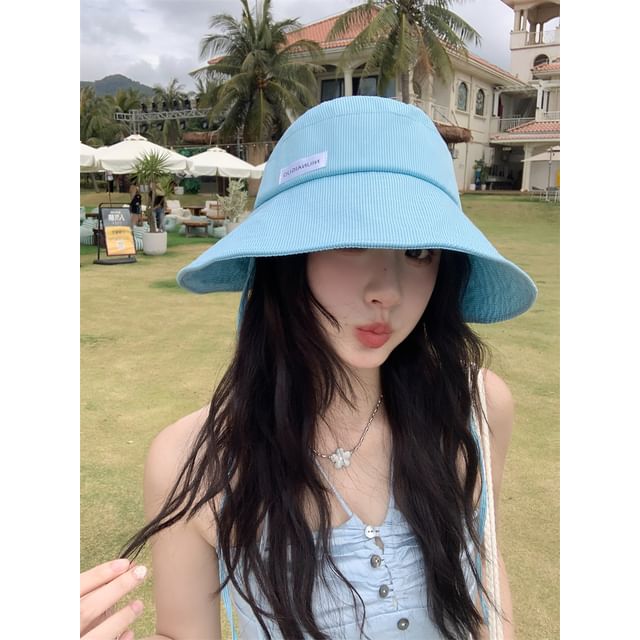 Lettering Hat Striped Sun Applique