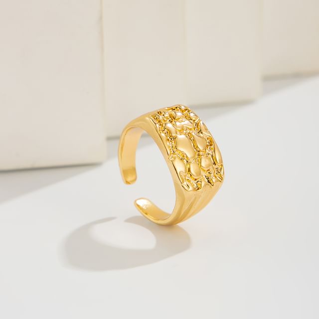 Textured Signet Open Ring
