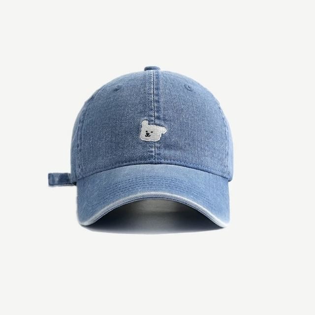 Dog Embroidered Denim Baseball Cap