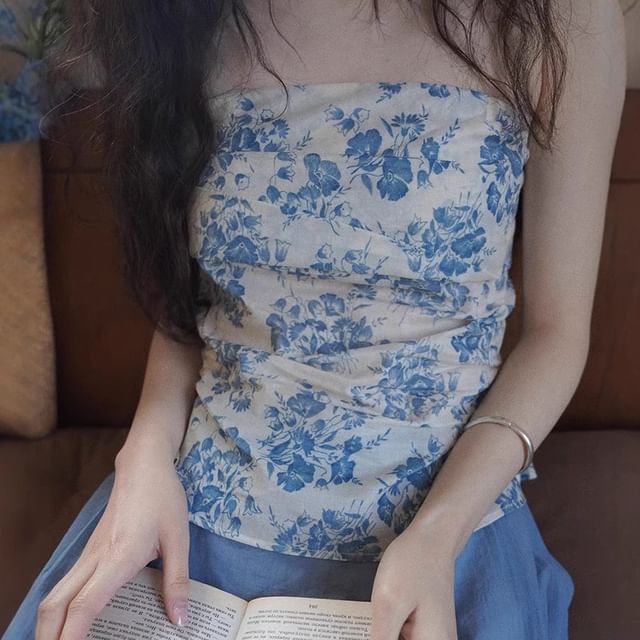 Sleeveless Floral Tube Print Top