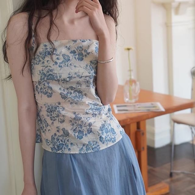 Sleeveless Floral Tube Print Top