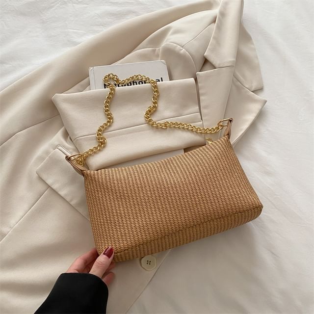 Woven Chained Strap Shoulder Bag
