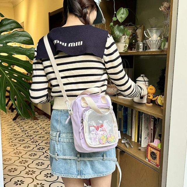 Mesh Panel Crossbody Bag