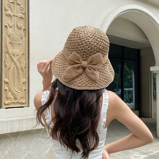 Bow Straw Bucket Hat
