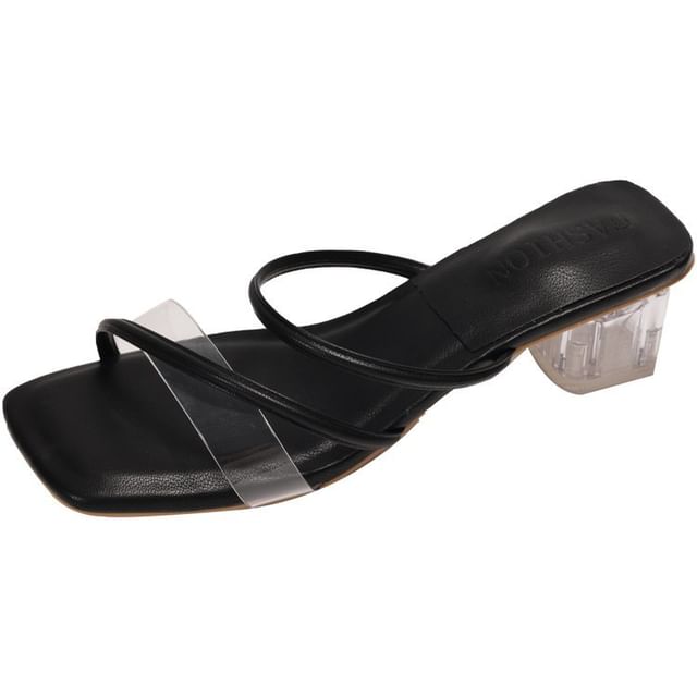 Sandals Toe Square Heel Slide PVC Low