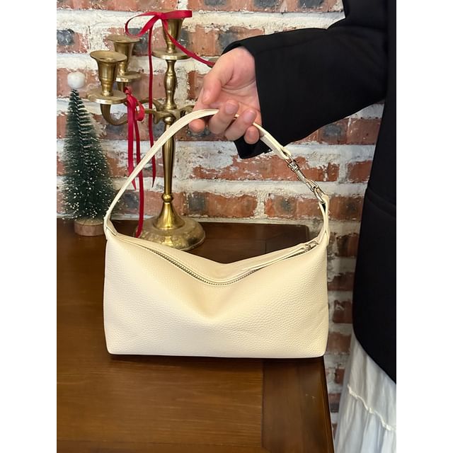Faux Leather Plain Shoulder Bag