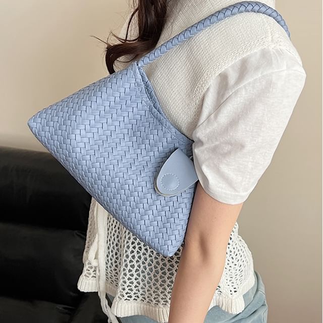 Woven Faux Leather Shoulder Bag