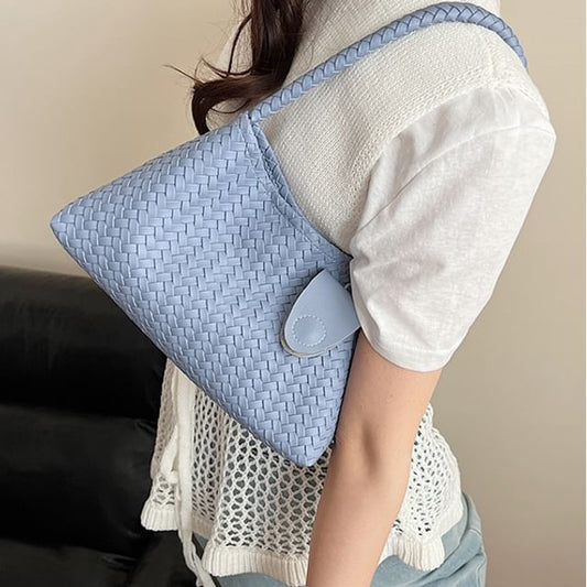 Woven Faux Leather Shoulder Bag