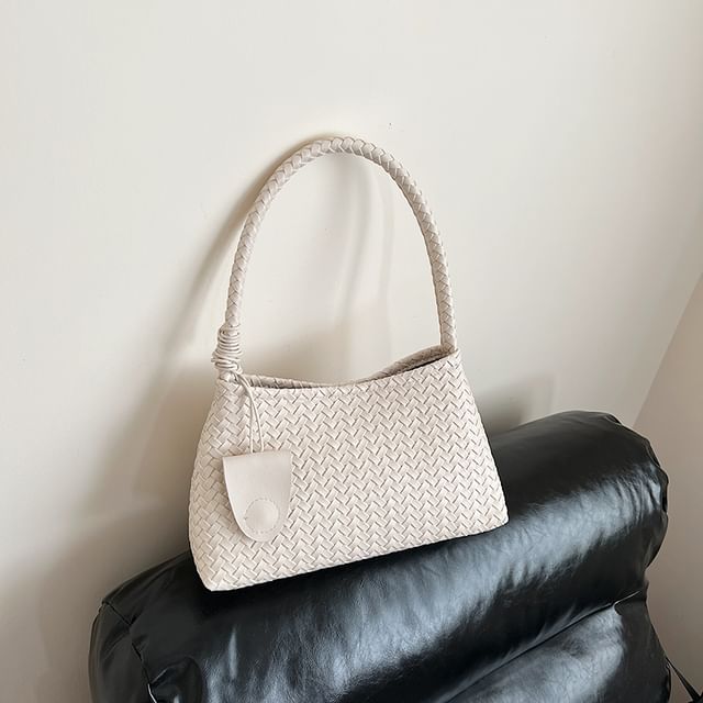 Woven Faux Leather Shoulder Bag