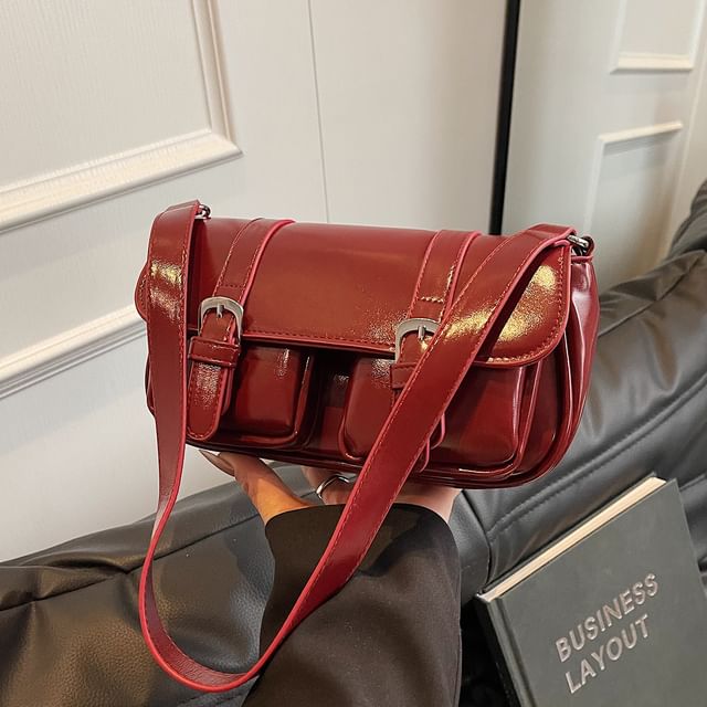 Flap Buckled Pocket Crossbody Shoulder Bag