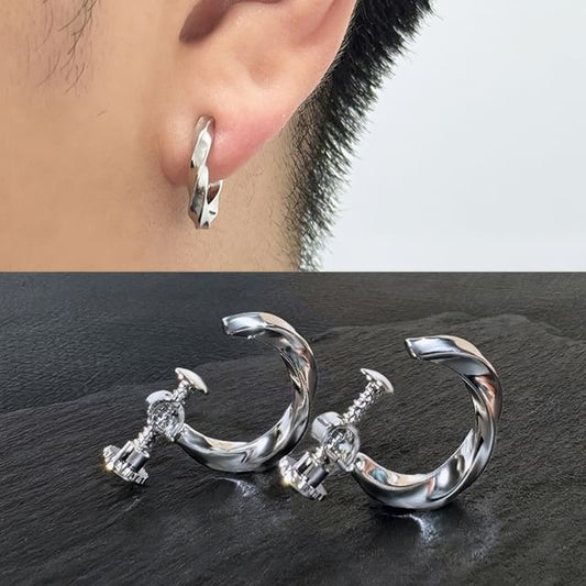 Twisted Alloy Open Hoop Earring Set