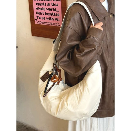 Nylon Plain Hobo Bag