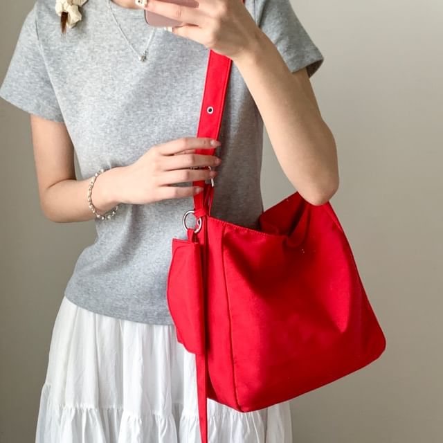 Plain Shoulder Bag With Pouch