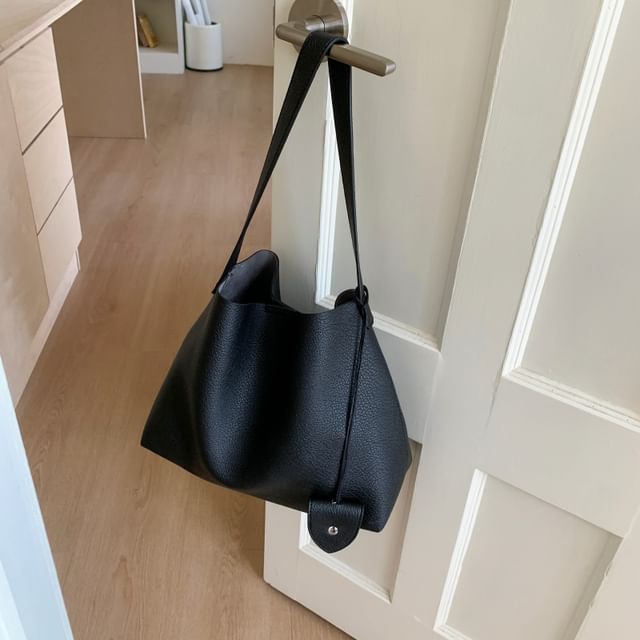 Faux Leather Shoulder Bag With Pouch & Accessory Holder