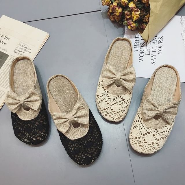 Bow Mules Cutout Round Toe