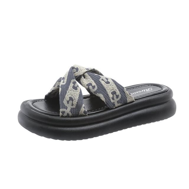 Knot Sandals Cross Criss Platform Slide Print